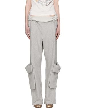 OPEN YY Rolled Waist Sweat Cargo Trousers - Grey