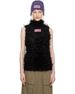 MM6 by Maison Martin Margiela Col Roulé Noir En Fourrure Synthétique À Écusson À Logo