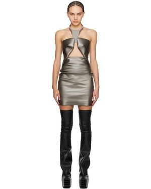 Rick Owens Gunmetal Prong Denim Minidress - Black