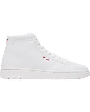 HUGO Faux-Leather High-Top Trainers - White