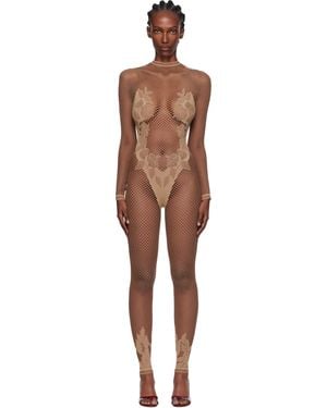 Poster Girl Leaves Fishnet Capri Jumpsuit - Black