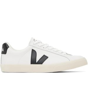 Veja ホワイト＆ブラック Esplar レザースニーカー