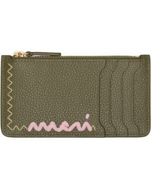 Marni Khaki Zipped Card Holder - Green