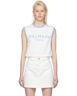Balmain ホワイト 3つボタン タンクトップ