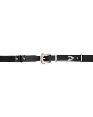 Toga Leather Nylon Chain Belt - Black