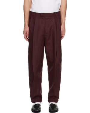 Dolce & Gabbana Burgundy Linen Trousers - Red