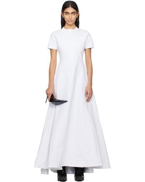 Vetements Metalized Wrinkled Logo Embroidered T-Shirt Maxi Dress - White