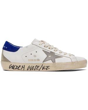 Golden Goose White & Blue Super-star Trainers - Black