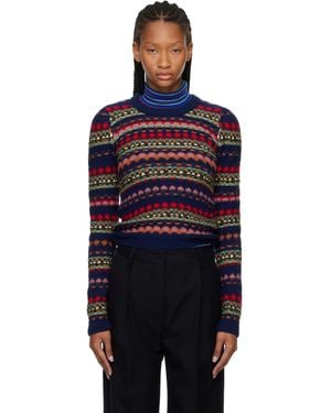 Dries Van Noten Jacquard Wool Jumper - Blue