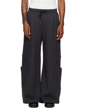 NULLUS Sculptural Cut Wide Leg Sweatpants - Black