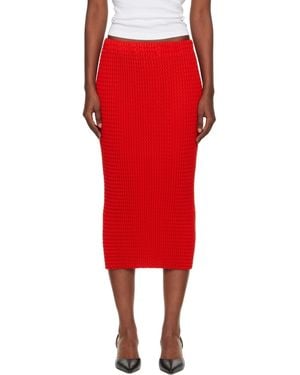 Issey Miyake October Spongy-58 Midi Skirt - Red