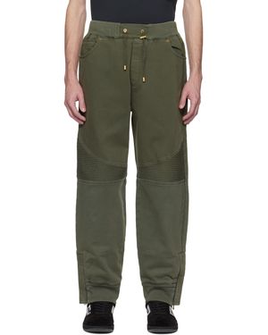 Balmain Pantalon Décontracté Kaki En Jersey Et En Denim - Vert