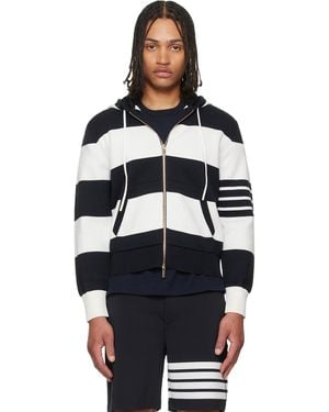 Thom Browne Hector 4-Bar Rugby Hoodie - Blue