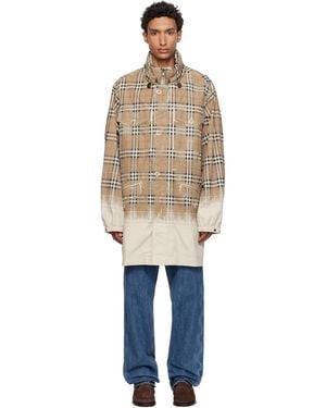 Burberry Gradient Check Tropical Gabardine Parka - Natural