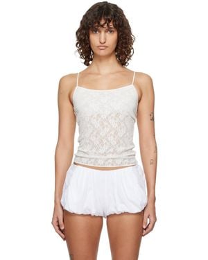 Fruity Booty Off- Lace Tank Top - White