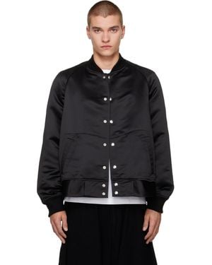 COMME DES GARÇON BLACK Polyester Heavy Satin Bomber Jacket - Black