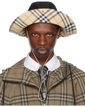 Burberry ブラック チェックブリム ギャバジン バケットハット