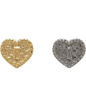 Chopova Lowena Locked Heart Stud Earrings - Metallic