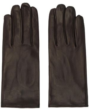 Dries Van Noten ブラウン ソフト レザーグローブ - ブラック