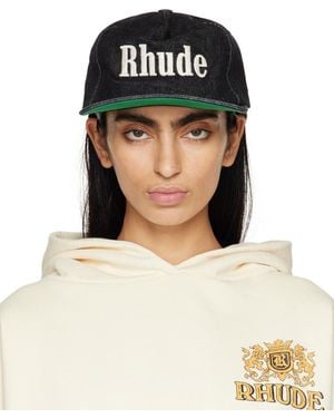 Rhude Black Denim Logo Cap