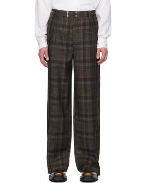 ANDERSSON BELL Pantalon Soe Brun À Carreaux Et À Panneaux - Noir