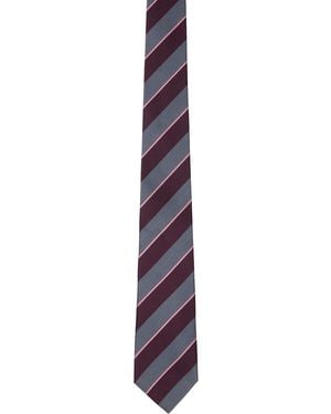 Paul Smith Burgundy Block Stripe Tie - Purple