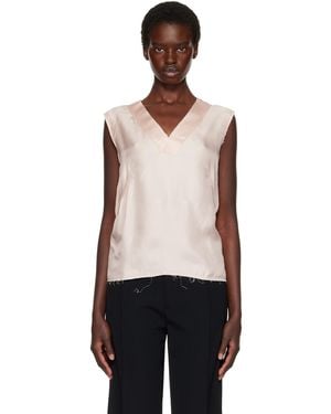Maison Margiela Silk V-Neck Top - Multicolour