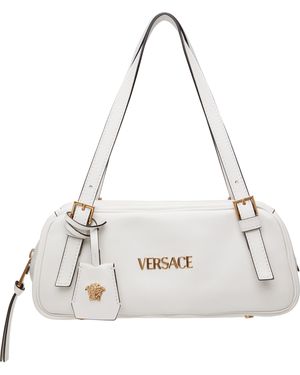 Versace Sac Bowling Porté Épaule Blanc À Anneau Porteclé - Métallisé