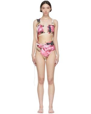 OTTOLINGER Pink & Brown Laced Bikini Top - Black