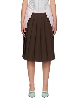 Ashley Williams Jupe Midi Brun Et Rose À Garnitures De Style Col - Noir