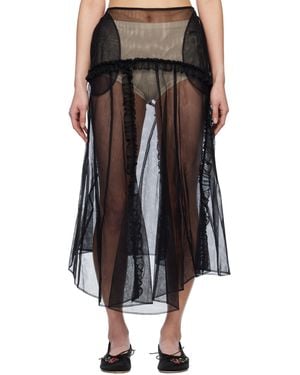 Simone Rocha ブラック シアー ラッフル フリル マルチシーム ミディアムスカート