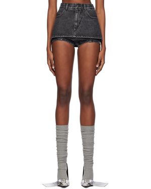 Pushbutton Jupe-Short Noire En Denim Exclusive À Ssense