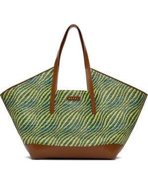 Marni Raffia-Effect Waves Tote - Green