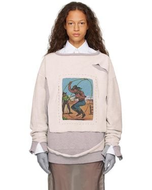 Maison Margiela グレー&オフホワイト レイヤード スウェットシャツ