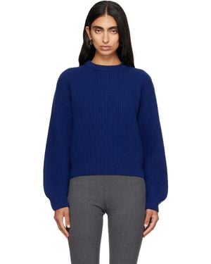 Jil Sander Pull Bleu En Laine À Col Ras Du Cou