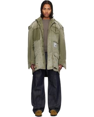 Maison Mihara Yasuhiro カーキ ディストレス フィールドコート - ブラック