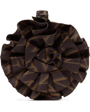 VAQUERA Pochette De Style Boutonnière Brun À Monogrammes - Noir