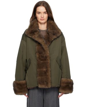 LE17SEPTEMBRE Horizontal Faux-Fur Jacket - Brown