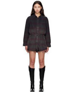 R13 Oversized Shirtdress Romper - Black