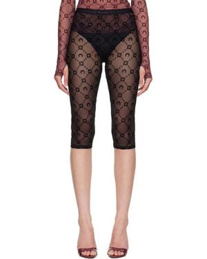Marine Serre Moonogram Mesh Flock Capri Leggings - Black