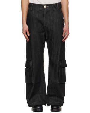 NULLUS Whale Fin Snap-On Denim Cargo Trousers - Black