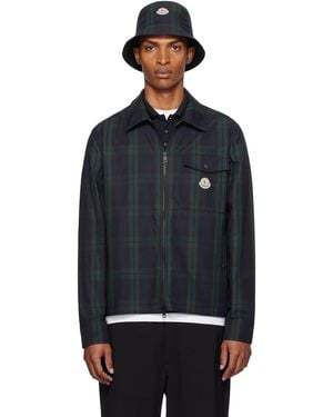 Moncler Checked Cotton Gabardine Shirt - Black