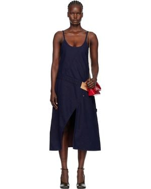 JW Anderson Twisted Workwear Denim Midi Dress - Black