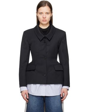 Pushbutton Wool Reversible Blazer - Black