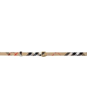 Burberry チェック B バックル ナローベルト - ブラック