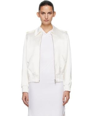 AARON ESH Off- Satin Blouson Flight Jacket - White