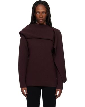 Courreges Burgundy Scarf Oversized Wool Jumper - Purple