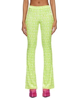 Versace Green Allover Trousers - Yellow
