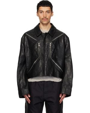 Rick Owens Temple Heizer Mac Leather Jacket - Black