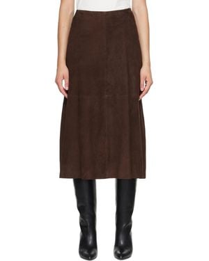 Arma Melita Suede A-Line Midi Skirt - Brown